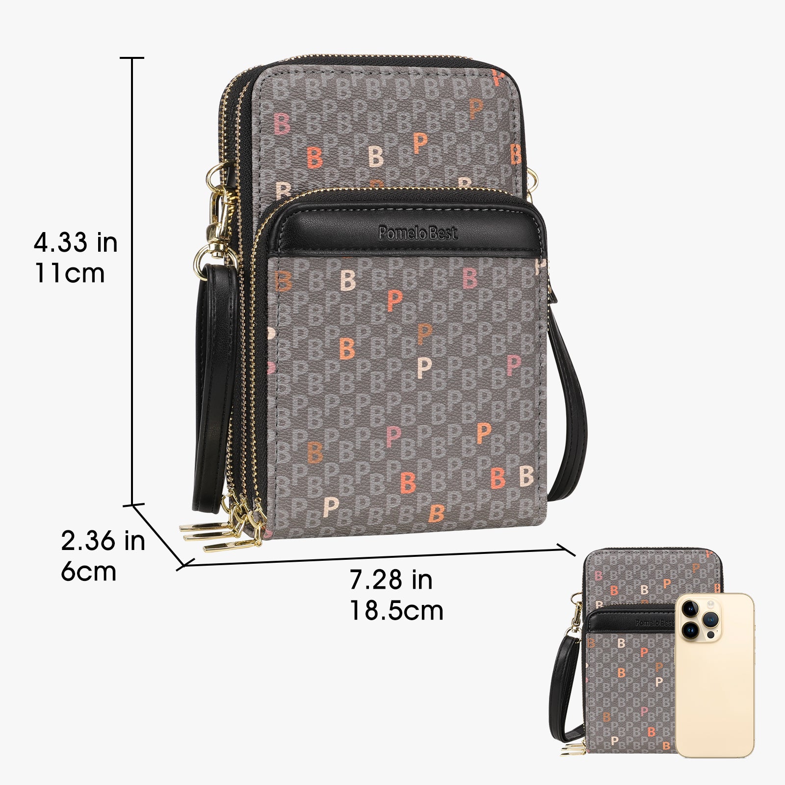 Buy Pomelo BestWomen's Mobile Phone Purse Slim Crossbody Bag PU Leather  Shoulder Bag Black, black, Minimal Online at desertcartParaguay